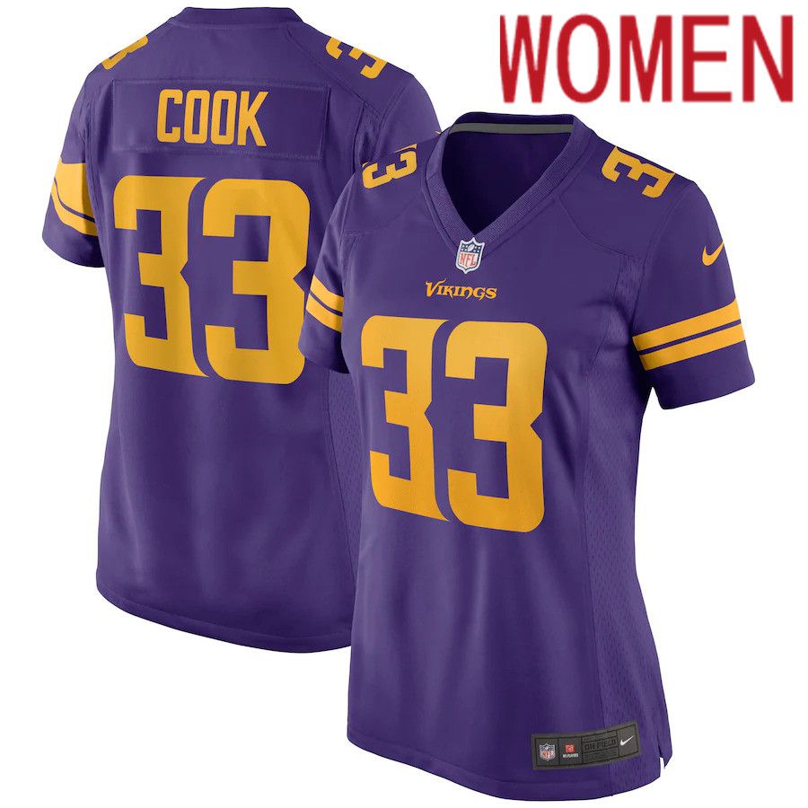 Women Minnesota Vikings #33 Dalvin Cook Nike Purple Alternate Game Player NFL Jersey->women nfl jersey->Women Jersey
